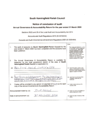Notice of conclusion of audit – march 2020